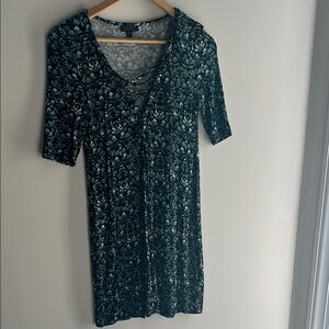 Topshop Floral Green Mini Dress